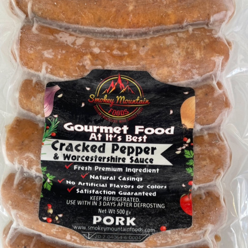 Smokey Mountain Cracked Pepper & Worcestershire Pork Sausages (500g)
